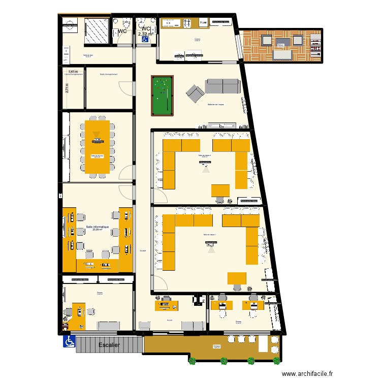 Narendre 976. Plan de 15 pièces et 260 m2