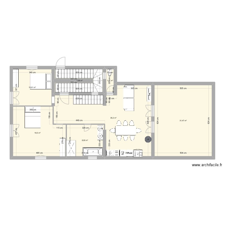 Maison 1. Plan de 7 pièces et 114 m2