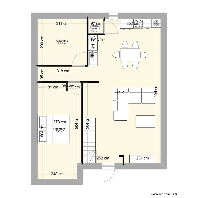 mp15-12-24. Plan de 4 pièces et 71 m2