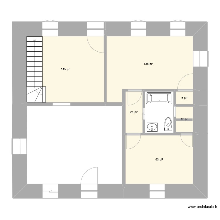 6 Saint-Edmond AVANT. Plan de 6 pièces et 38 m2