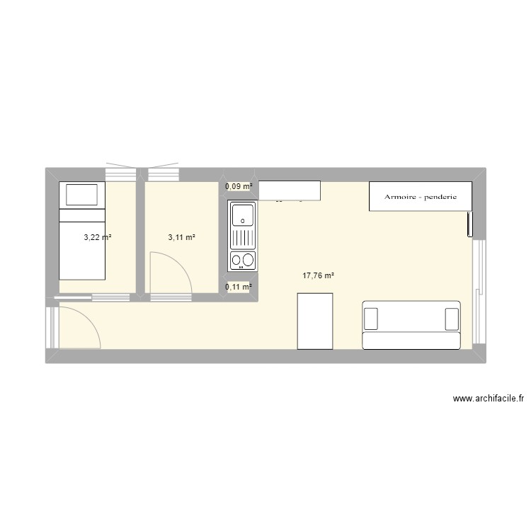 St lary. Plan de 5 pièces et 24 m2