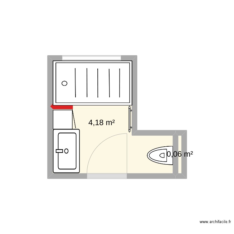 Salle de bain. Plan de 2 pièces et 4 m2