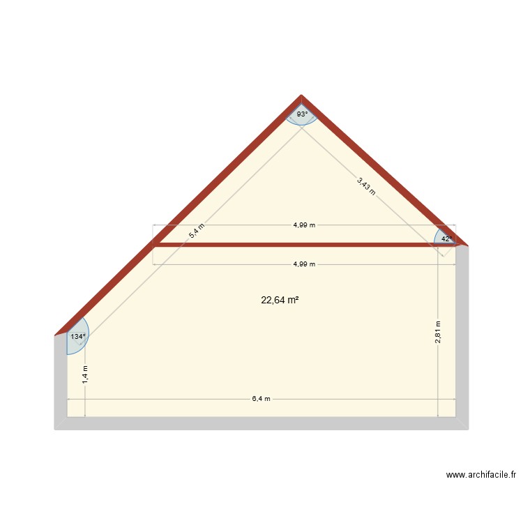 Pignon Bombart R+2. Plan de 1 pièce et 23 m2