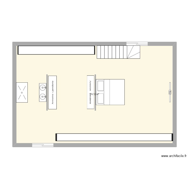 etage 2. Plan de 1 pièce et 74 m2