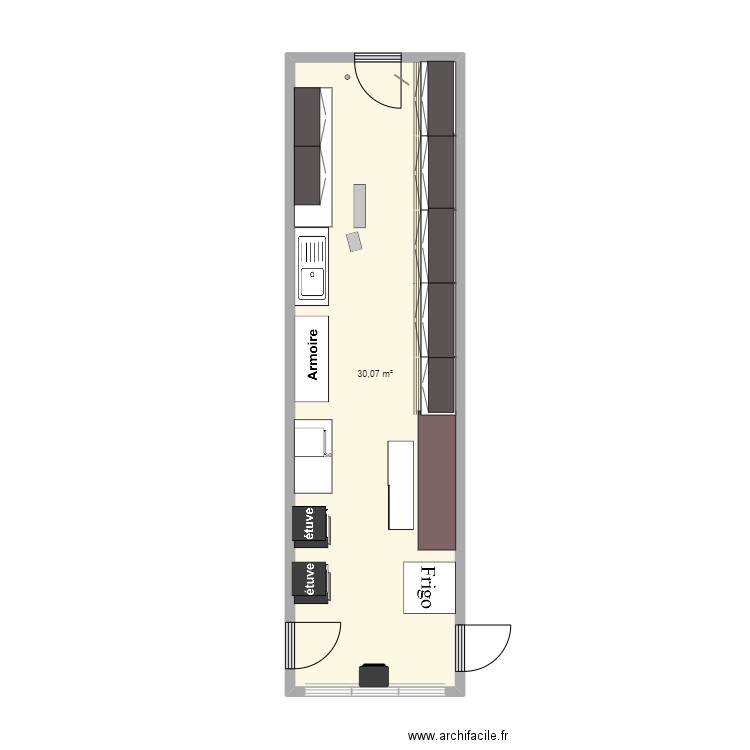 Prépa monod. Plan de 1 pièce et 30 m2