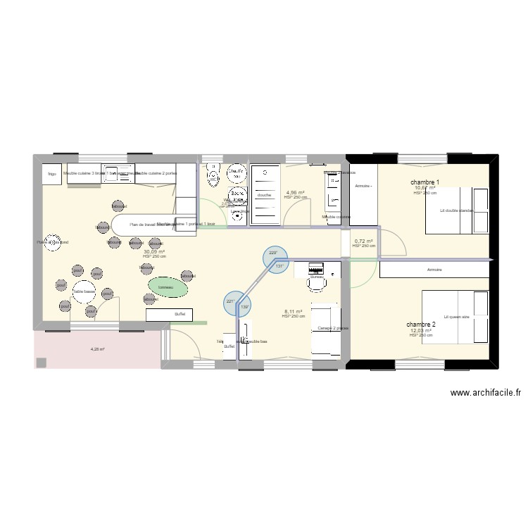 Maison Thibaut agrandissement 2. Plan de 7 pièces et 69 m2