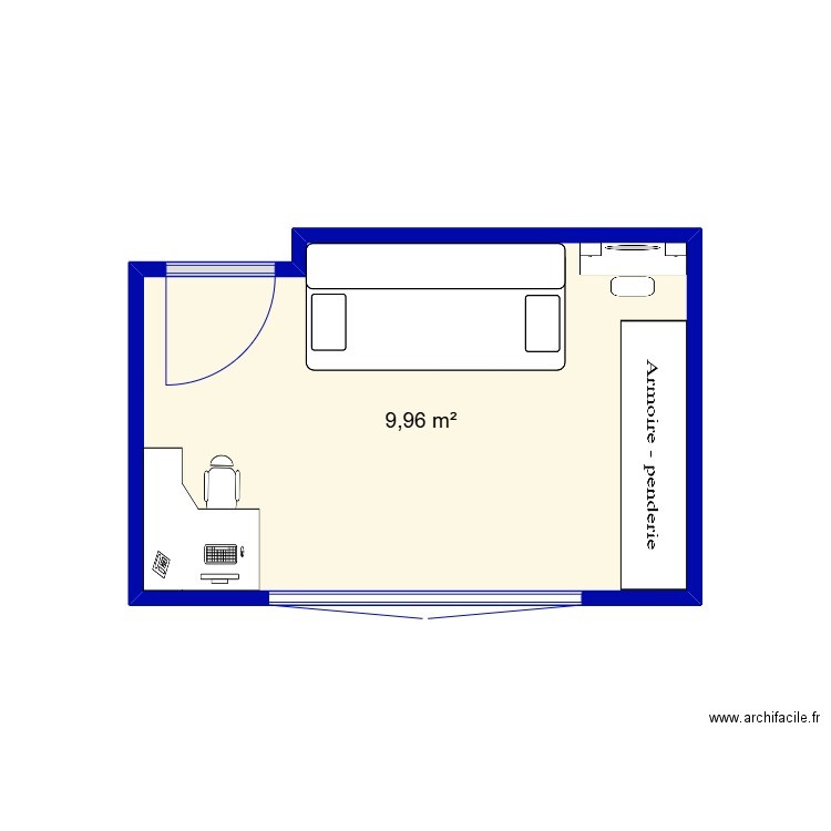 chambre Manon . Plan de 1 pièce et 10 m2