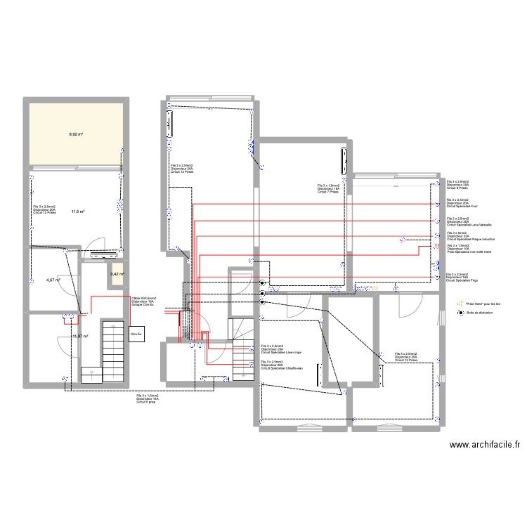 Cogo Eclairage. Plan de 5 pièces et 37 m2