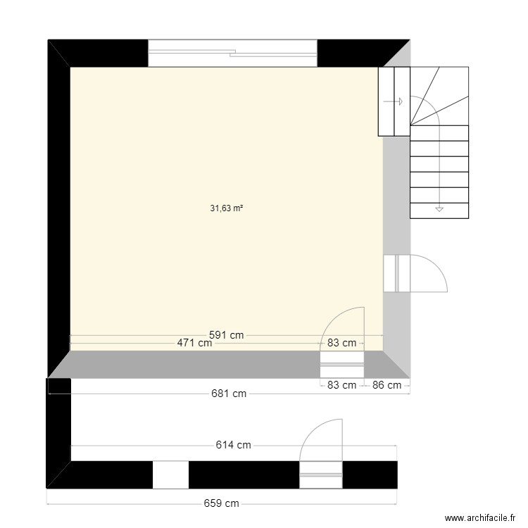 maison. Plan de 1 pièce et 32 m2