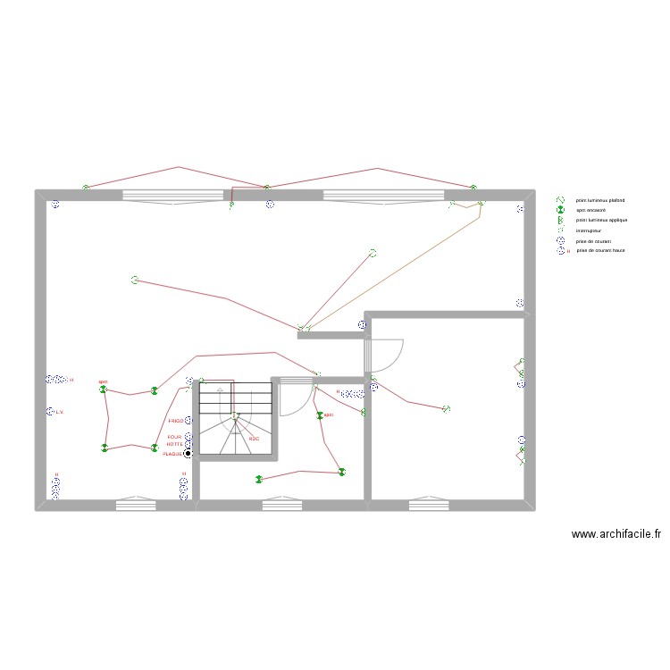 chateau étage. Plan de 3 pièces et 85 m2