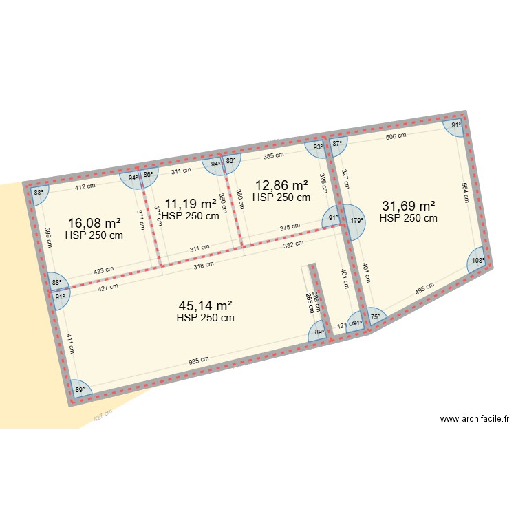 MAISON . Plan de 10 pièces et 234 m2