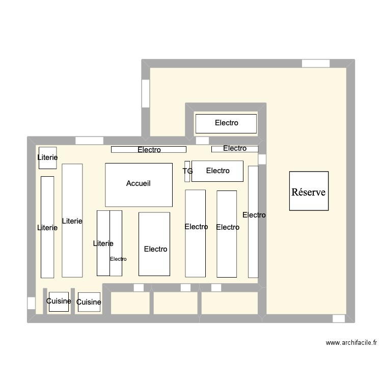 Magasin Exclusiv. Plan de 4 pièces et 64 m2