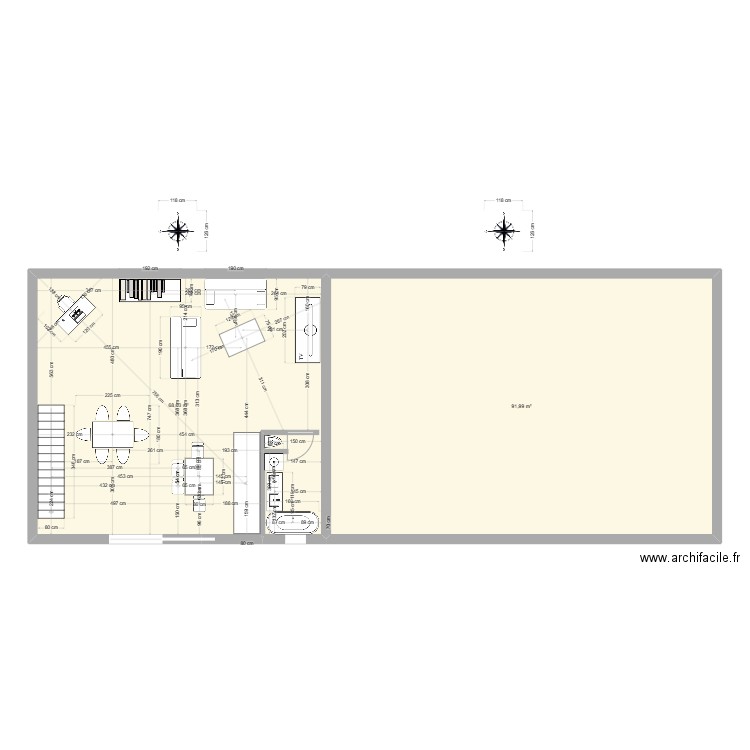 BOURG LES VALENCE V1. Plan de 2 pièces et 160 m2