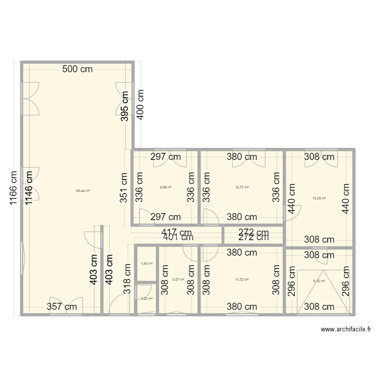 Martignas. Plan de 10 pièces et 128 m2