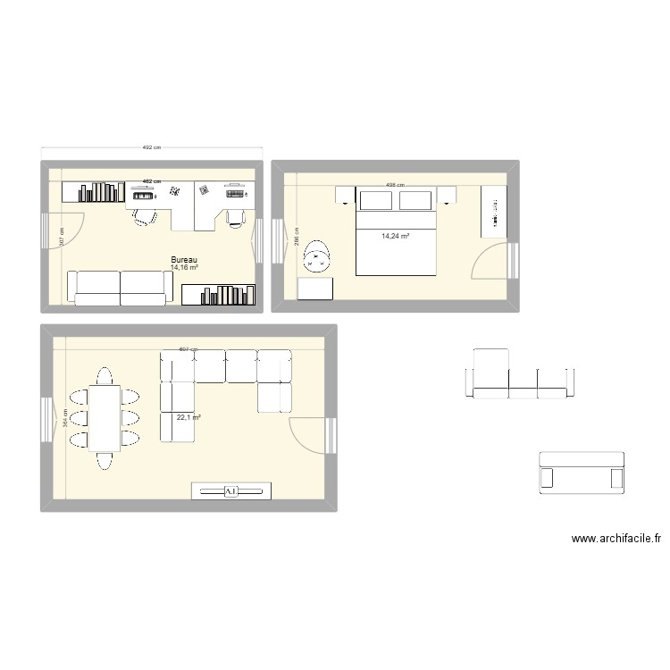 Déménagement 27/11/24. Plan de 3 pièces et 50 m2