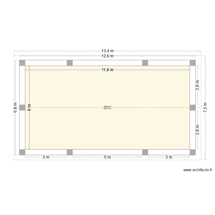 carport. Plan de 1 pièce et 71 m2