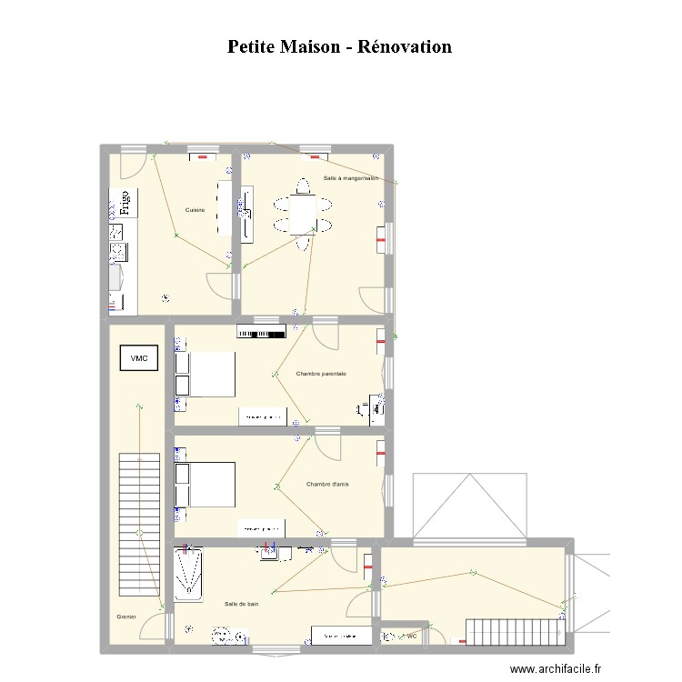 Maison 2 ELECTRICITE . Plan de 8 pièces et 136 m2