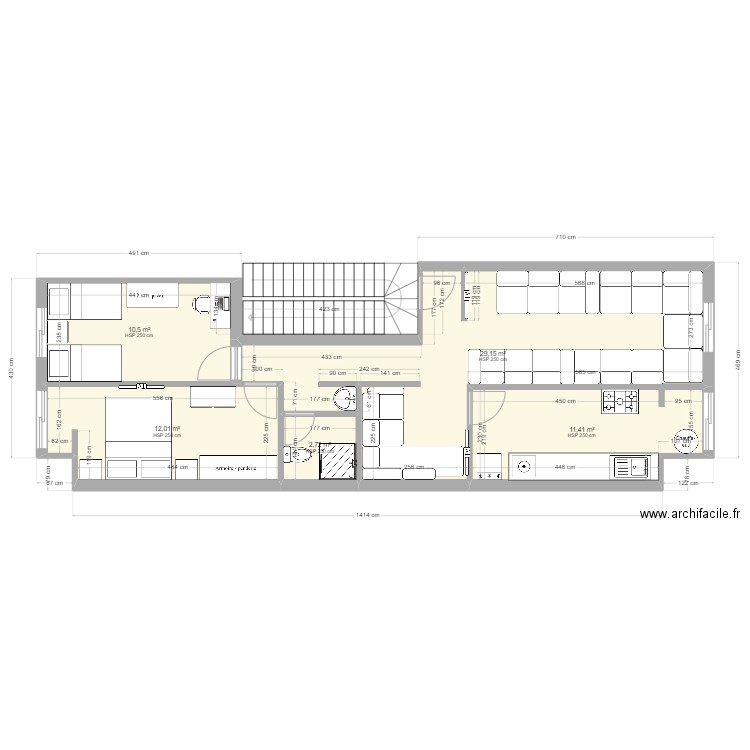 TM Appart 4 N°177. Plan de 5 pièces et 66 m2