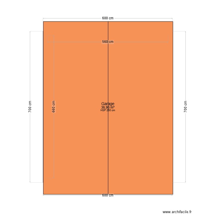 plan de garage. Plan de 1 pièce et 37 m2