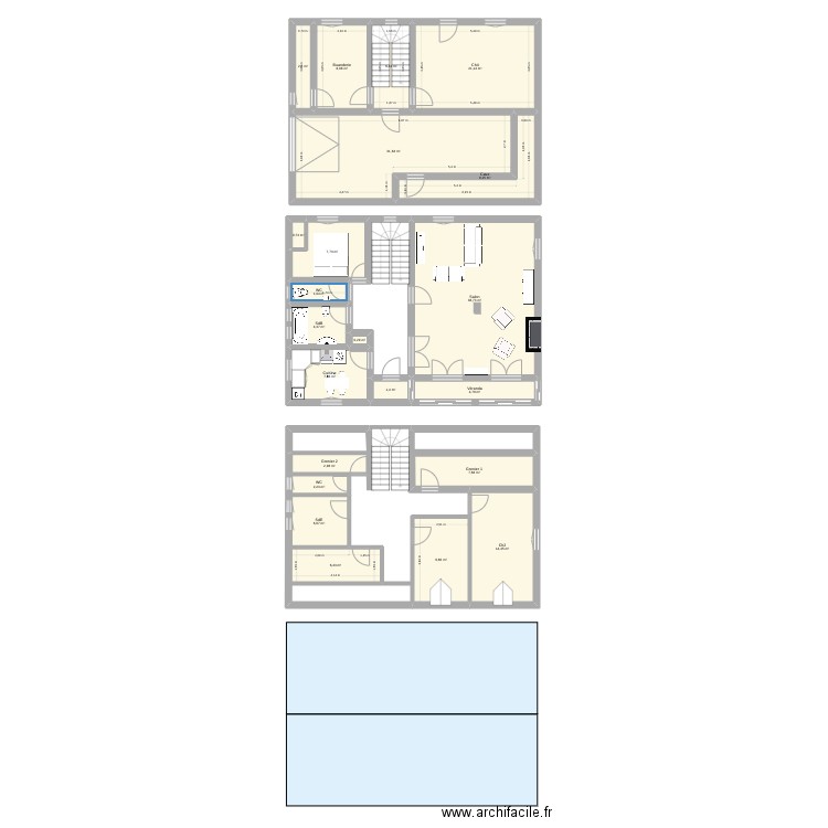 Félizots. Plan de 22 pièces et 197 m2