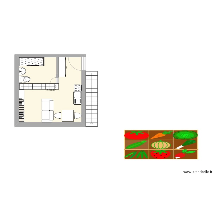 Nendaz. Plan de 1 pièce et 14 m2