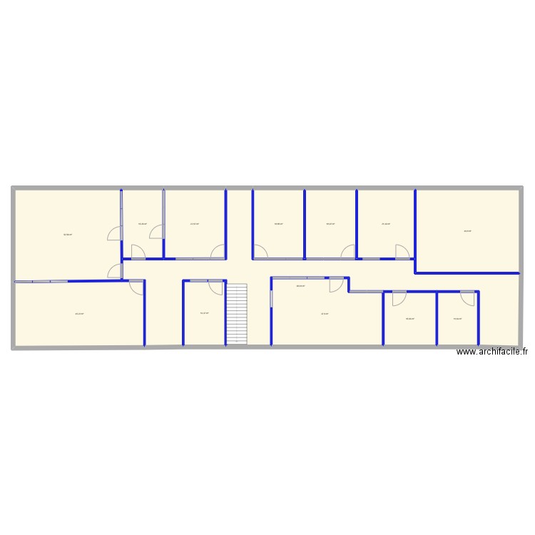 Plan maintenance initial. Plan de 13 pièces et 416 m2