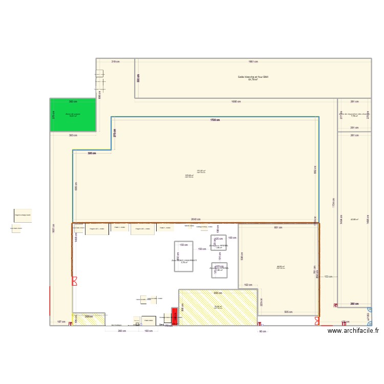 Plan zone induction VERSION 3. Plan de 13 pièces et 480 m2