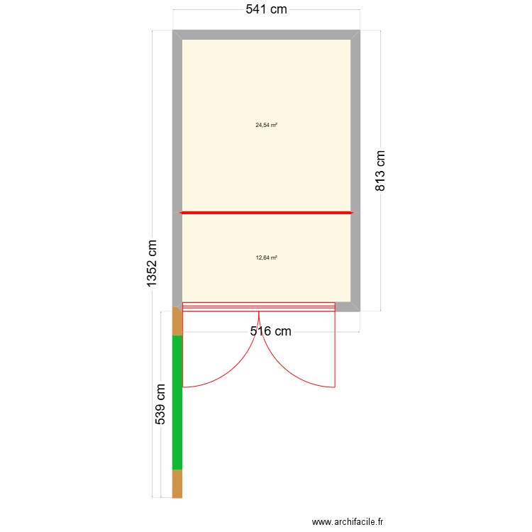 plan magasin. Plan de 2 pièces et 37 m2