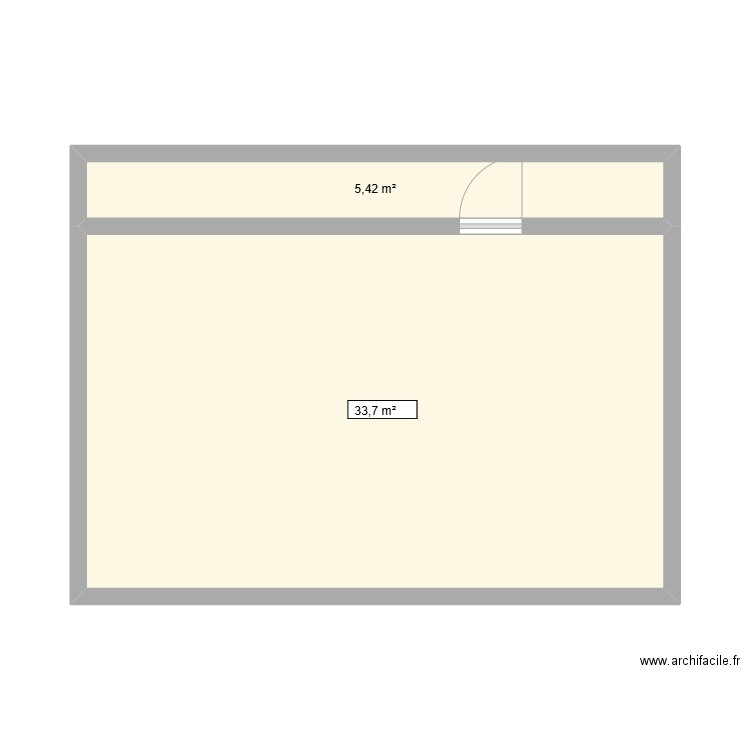 Parfumerie Adopt'. Plan de 2 pièces et 39 m2