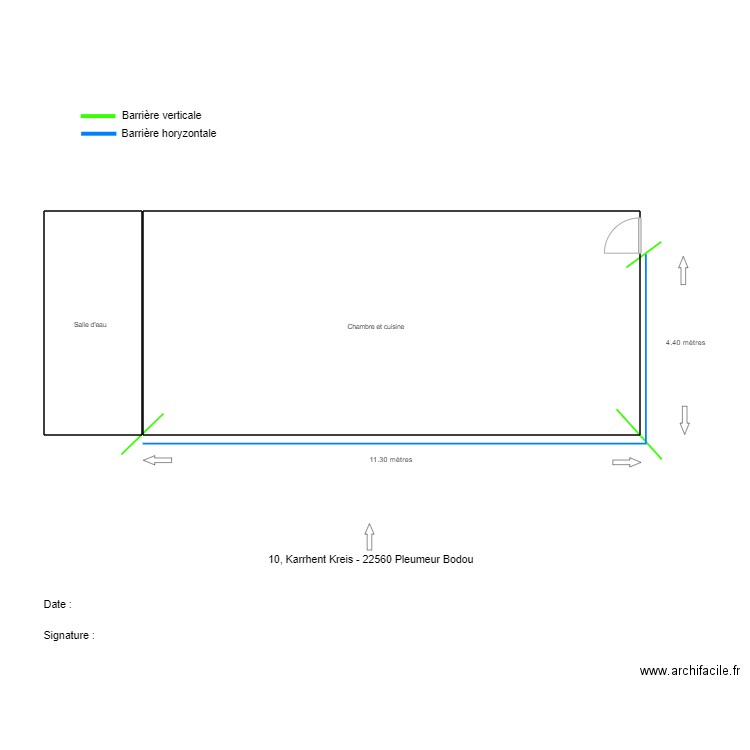 ALLAINMAT - PLEUMEUR BODOU - Assèchement. Plan de 2 pièces et 69 m2