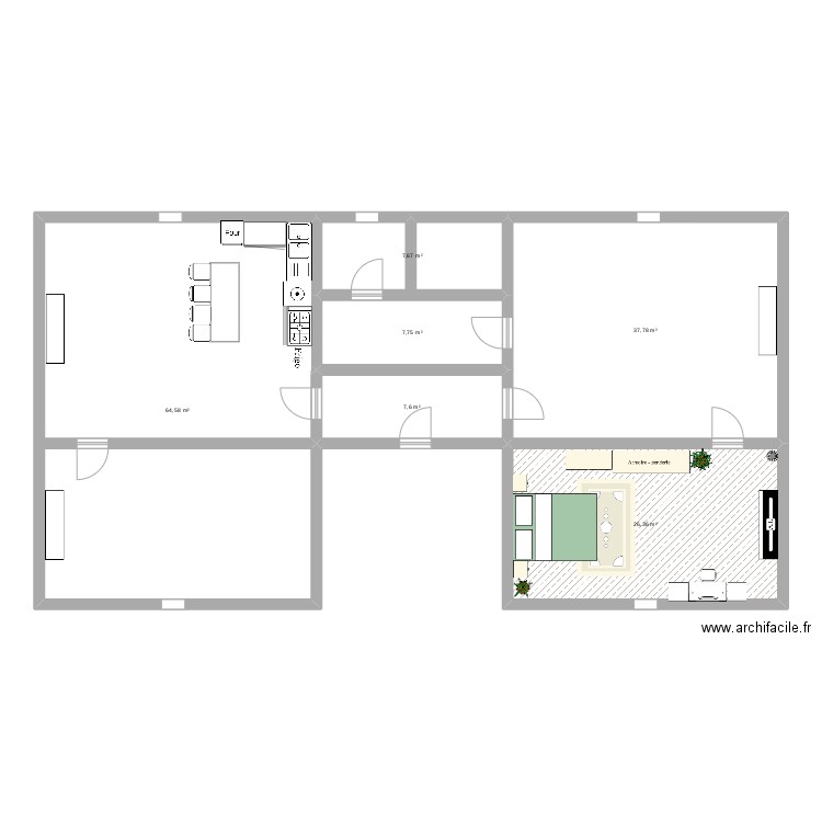 plan house. Plan de 6 pièces et 152 m2