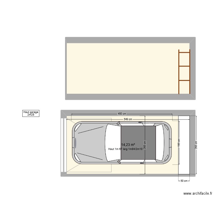 garage Rossan. Plan de 2 pièces et 27 m2