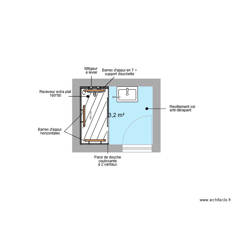 Projet HABAL. Plan de 1 pièce et 3 m2