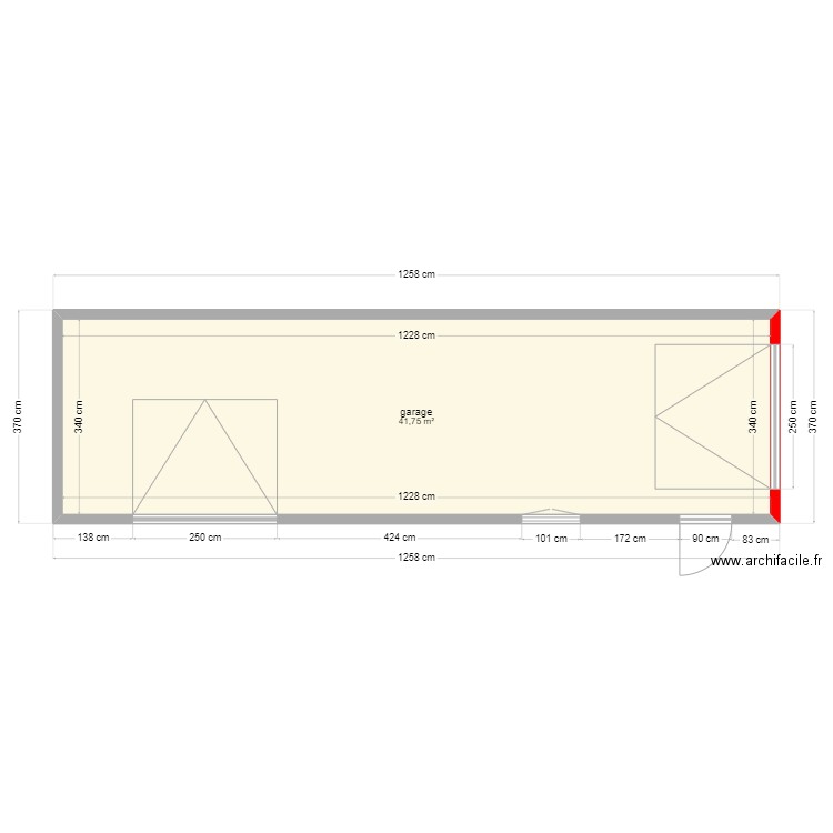 vue de dessus du garage 1. Plan de 1 pièce et 42 m2