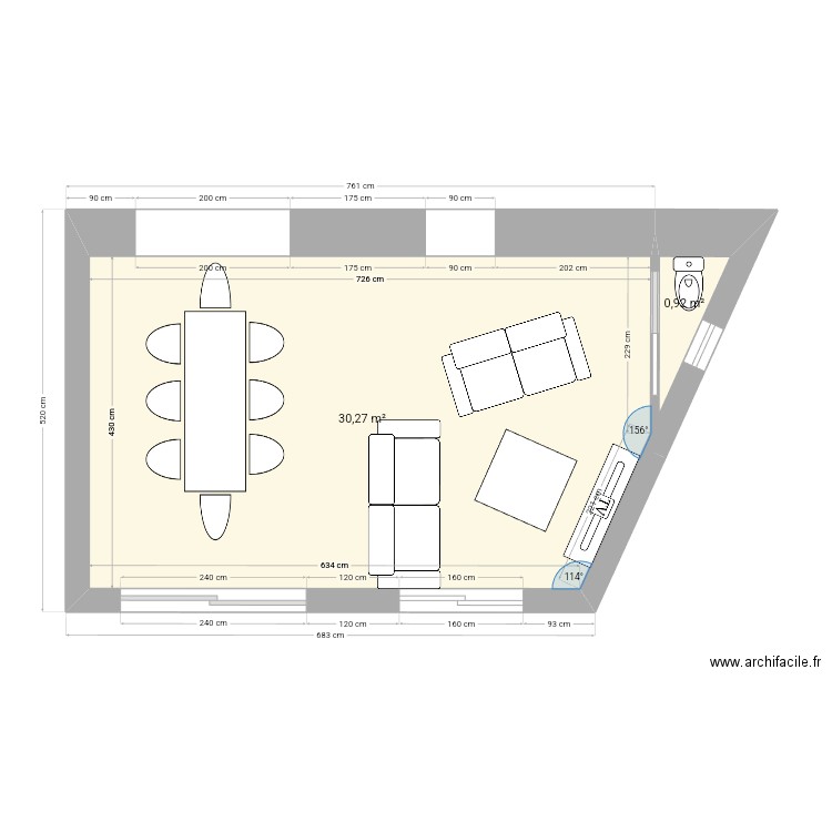 plan de masse st max meublé. Plan de 2 pièces et 31 m2