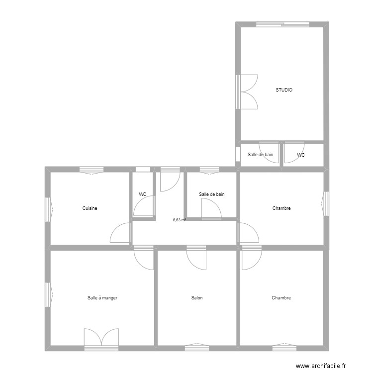 50514. Plan de 9 pièces et 80 m2