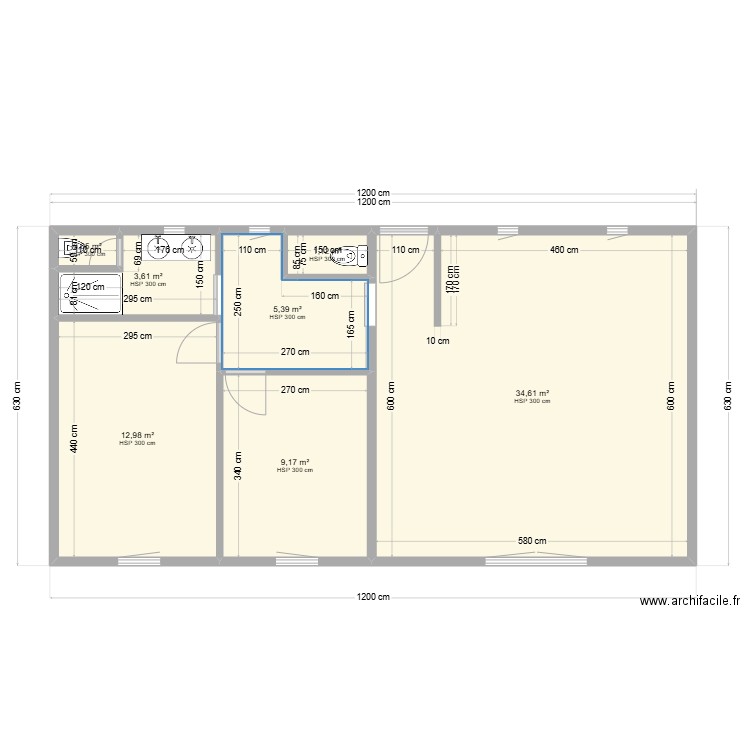 Projet Eése 3. Plan de 7 pièces et 68 m2