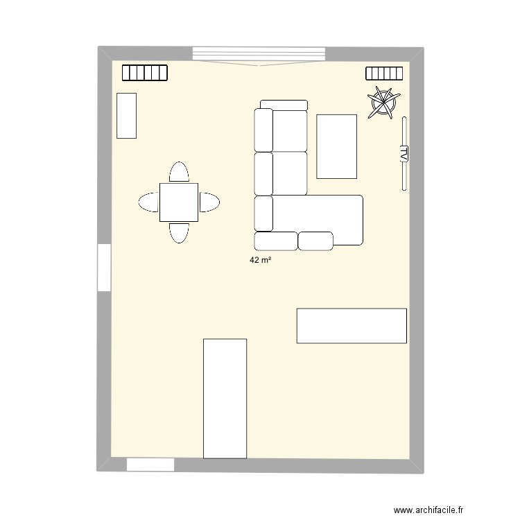 Salon . Plan de 1 pièce et 42 m2