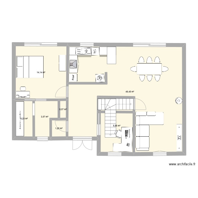 maison2. Plan de 7 pièces et 81 m2