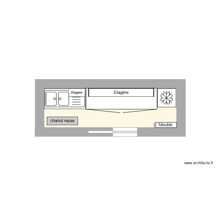 biberonnerie. Plan de 1 pièce et 4 m2