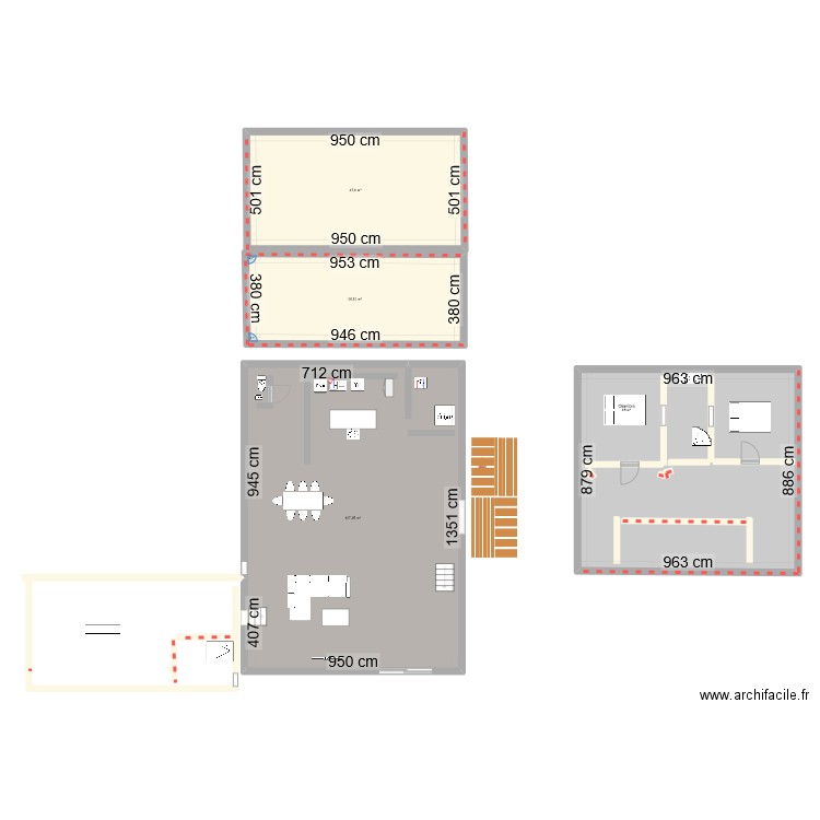 plan. Plan de 4 pièces et 297 m2