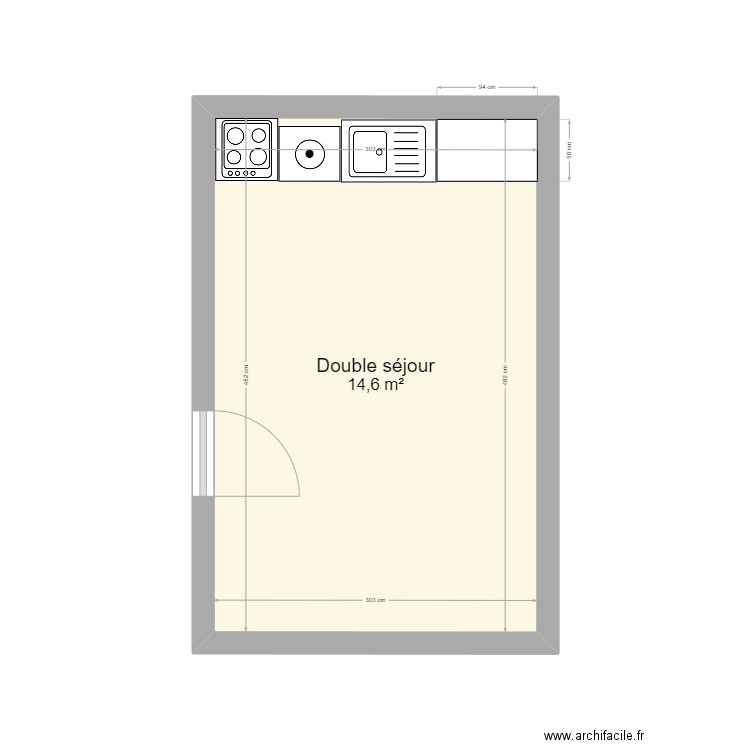 Françoise - Petite maison - rez-de-chaussée. Plan de 1 pièce et 15 m2