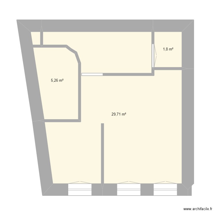 92 cp. Plan de 3 pièces et 37 m2