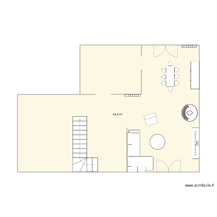 PROJET. Plan de 1 pièce et 65 m2