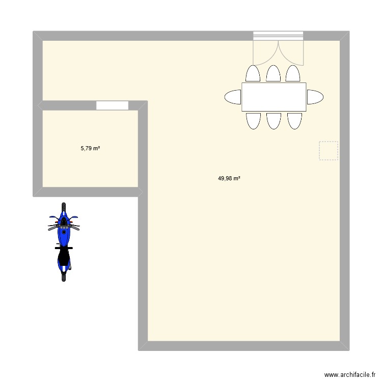 test. Plan de 2 pièces et 56 m2