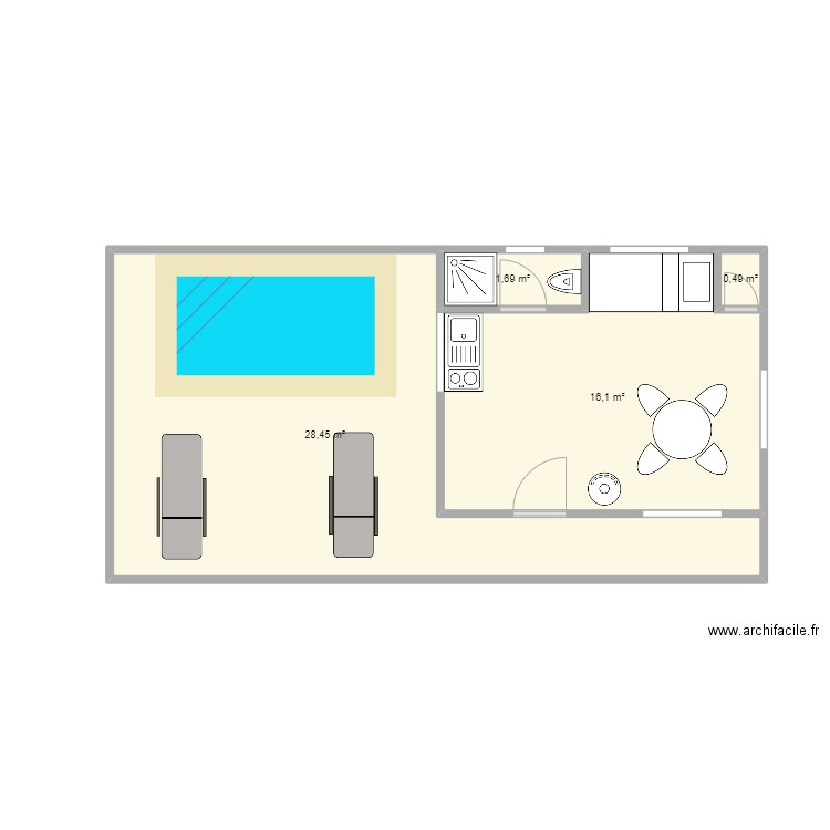 cabane jardin 2. Plan de 4 pièces et 47 m2