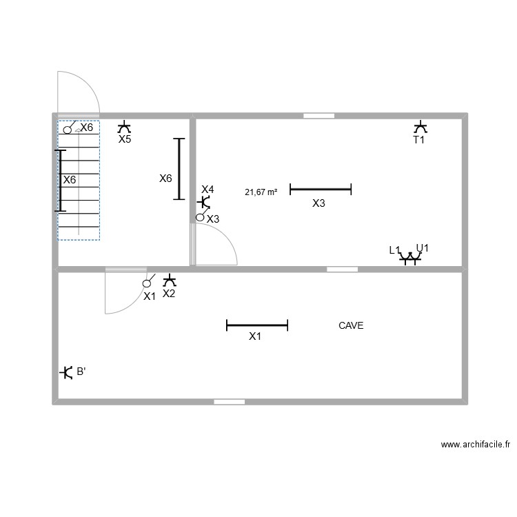 JUH. Plan de 2 pièces et 41 m2