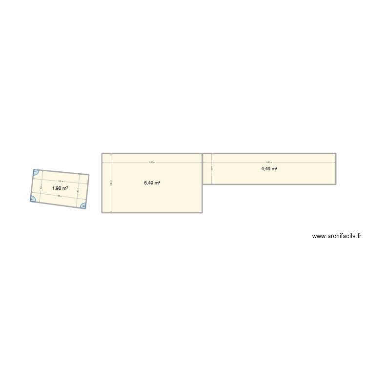 Terrasse. Plan de 3 pièces et 13 m2