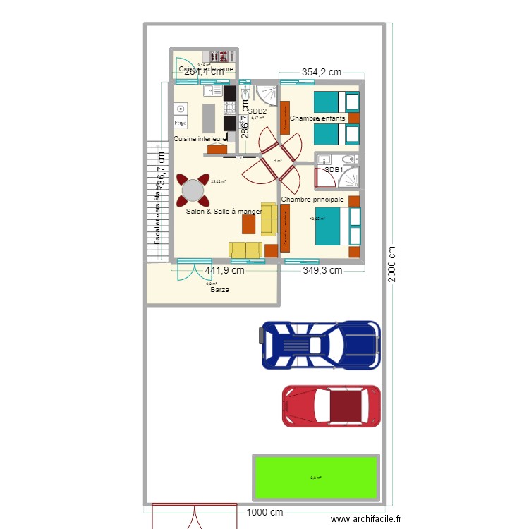 gael rez de chaussée. Plan de 8 pièces et 72 m2