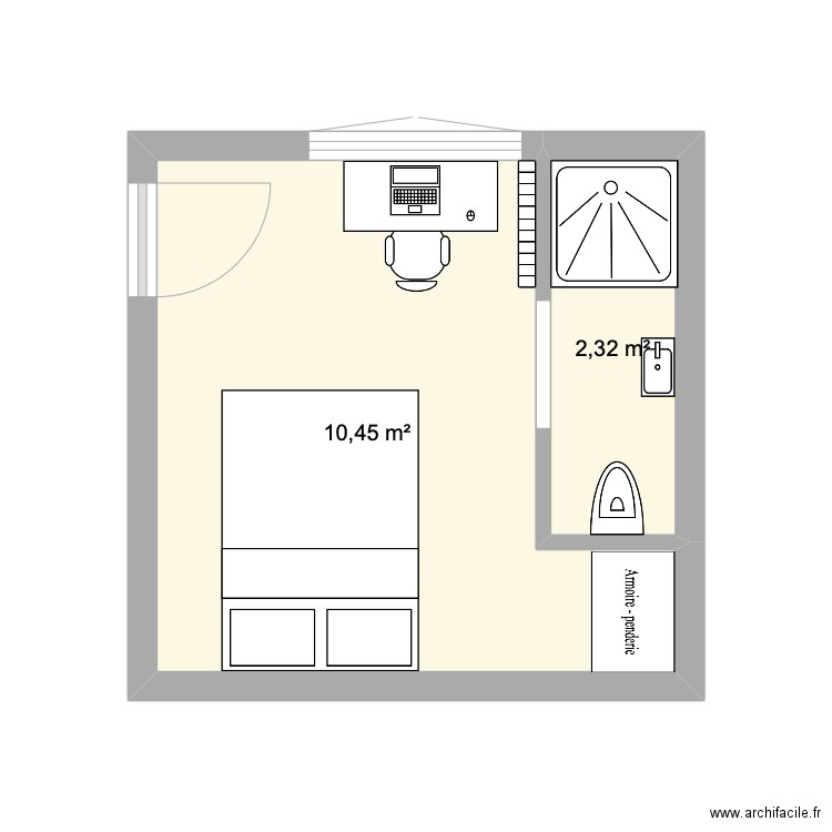 Burton CH REZ. Plan de 2 pièces et 13 m2